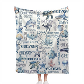 Customized Marine Animal Names Custom Blankets, Sea Turtle Swaddles, New Baby Gifts, Newborn Gifts